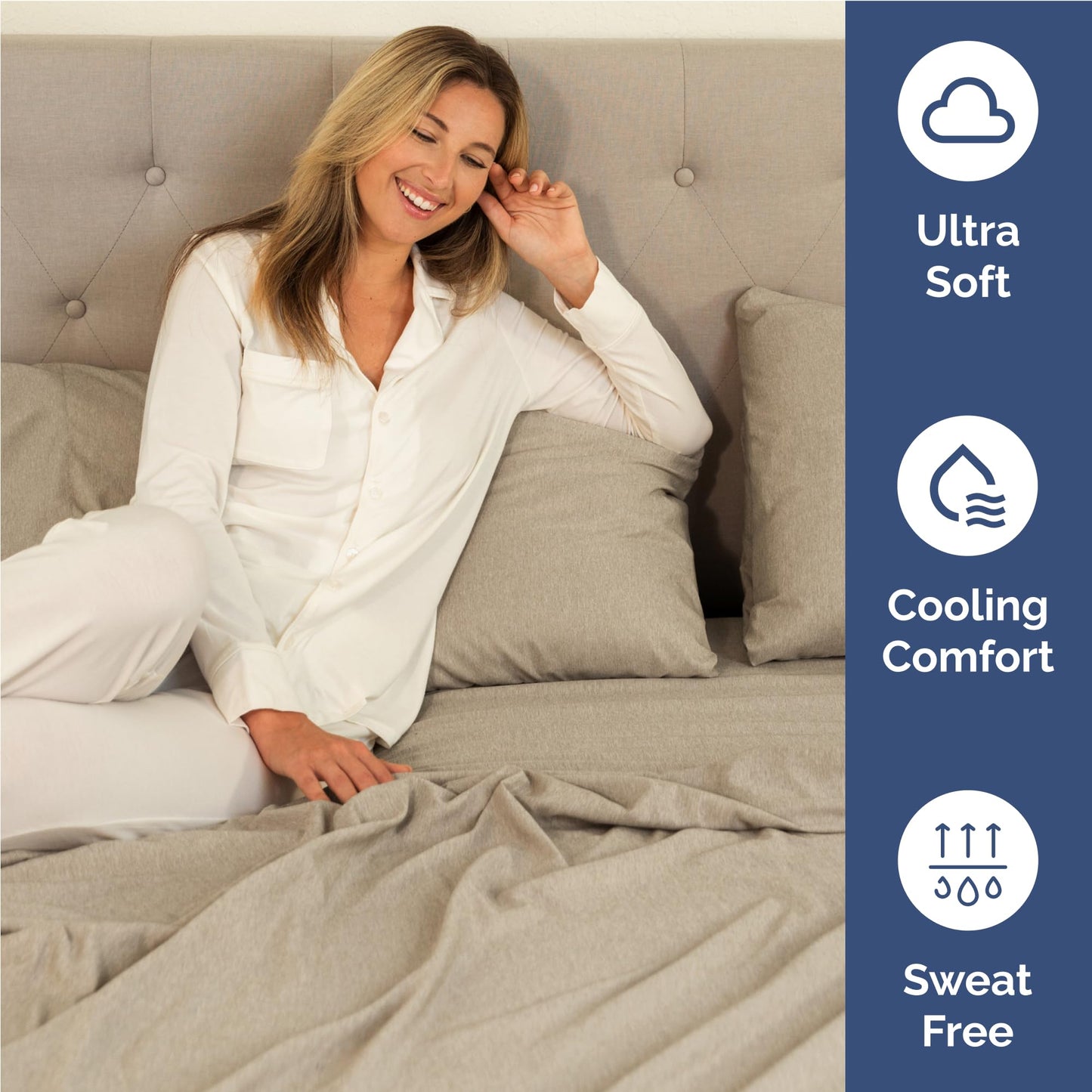 Full Size 4 Piece Sheet Set - Comfy Breathable & Cooling Sheets - Hotel Luxury Bed Sheets for Women & Men - Deep Pockets, Easy-Fit, Soft & Wrinkle Free Sheets - Heathered Beige Oeko-Tex Bed Sheet Set