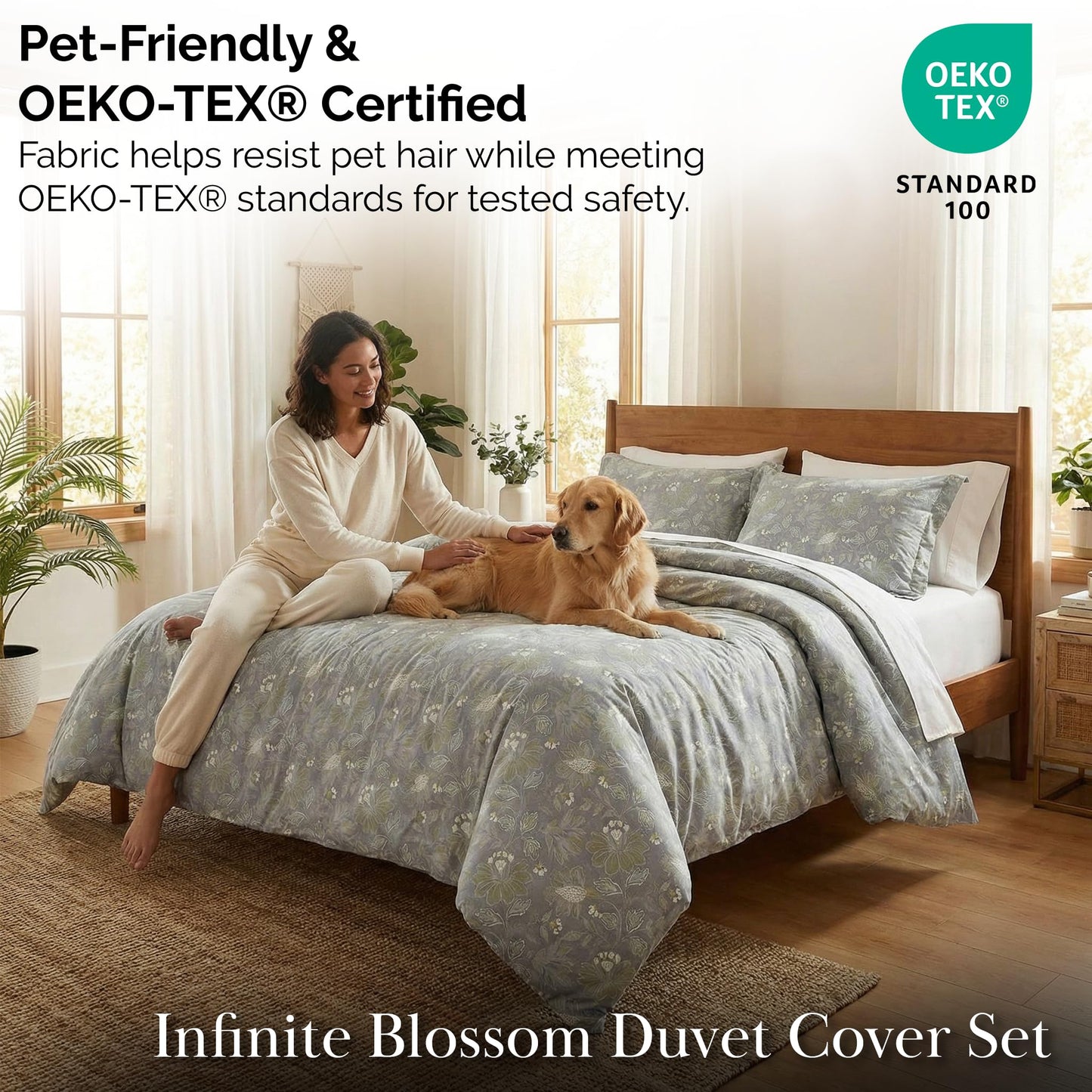 Southshore Fine Living, Inc. Duvet Cover King/California King Size Set – Extra Soft Bedding w/Zipper Closure – King Duvet Cover Set 108"x98", 2 Pillow Shams 20"x36" – Wrinkle Resistant– Blossom Slate