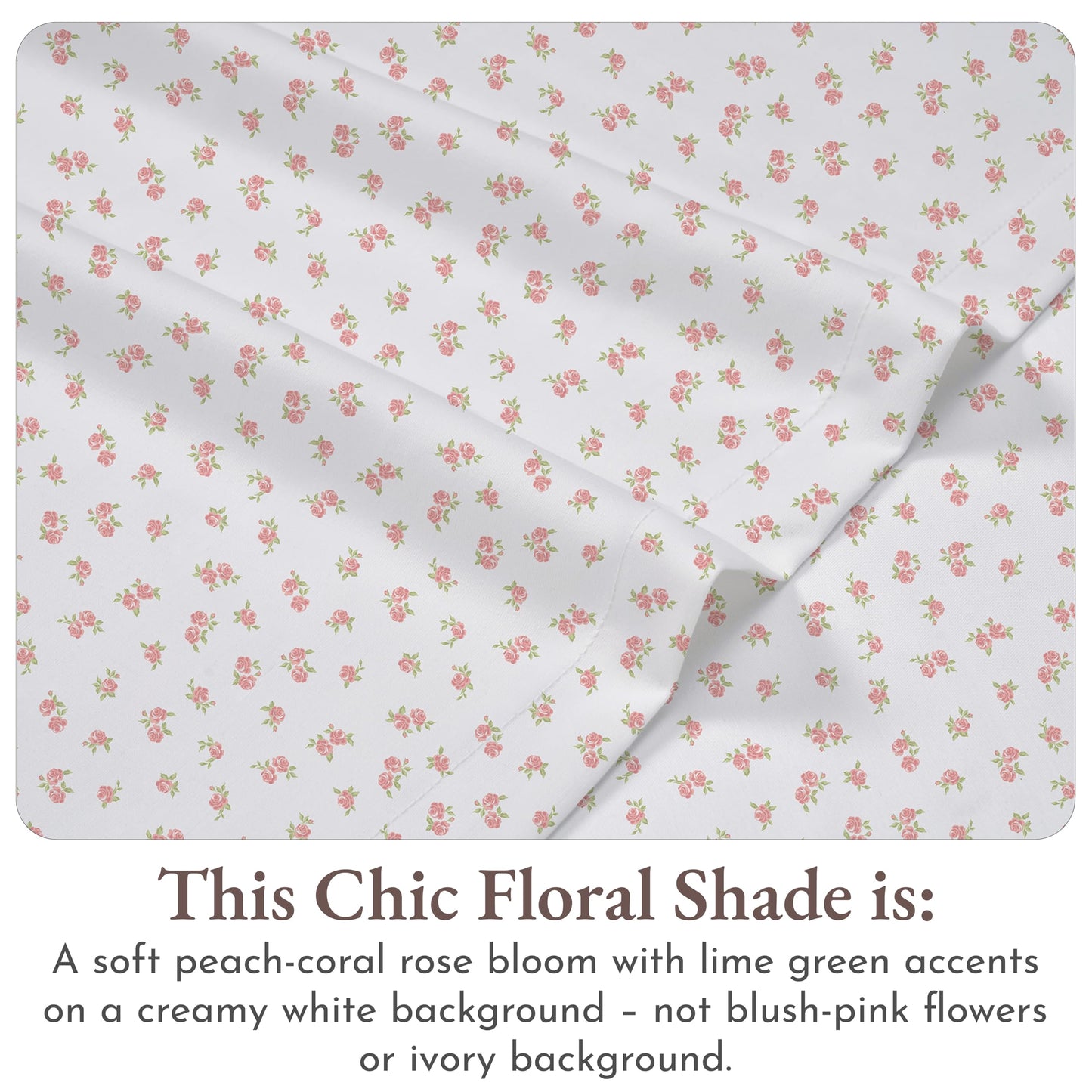 California Design Den Floral Pattern Bed Sheet Set Queen Size, 100% Cotton Sateen Deep Pocket Queen Sheets & Pillowcase Set - Chic Floral