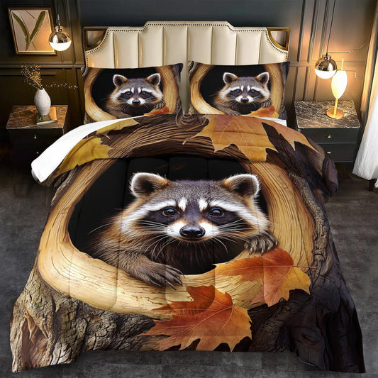 llyxsesty Cute Raccoont Comforter Set Queen Kids Comforter Set for Girls Queen Brown Animal Bedding Boys Forest Bedding Kawaii Raccoont Room Decor Cute Animal Print Bedroom Decor Kawaii Pet Quilt