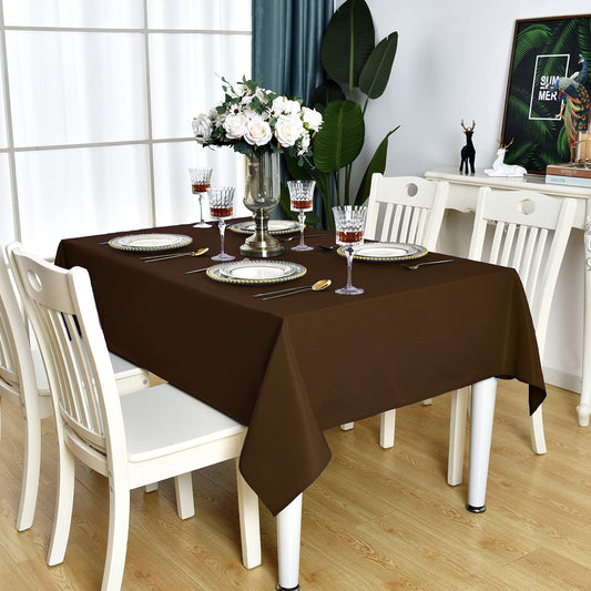 KAIPHO Brown Rectangle Tablecloth Waterproof Stain Resistant Wrinkle Free Table Cloth 210GSM Polyester Wipeable Table Cover for Party, Banquet, Indoor and Outdoor-Rectangular/Oblong, 60 x 84 inch