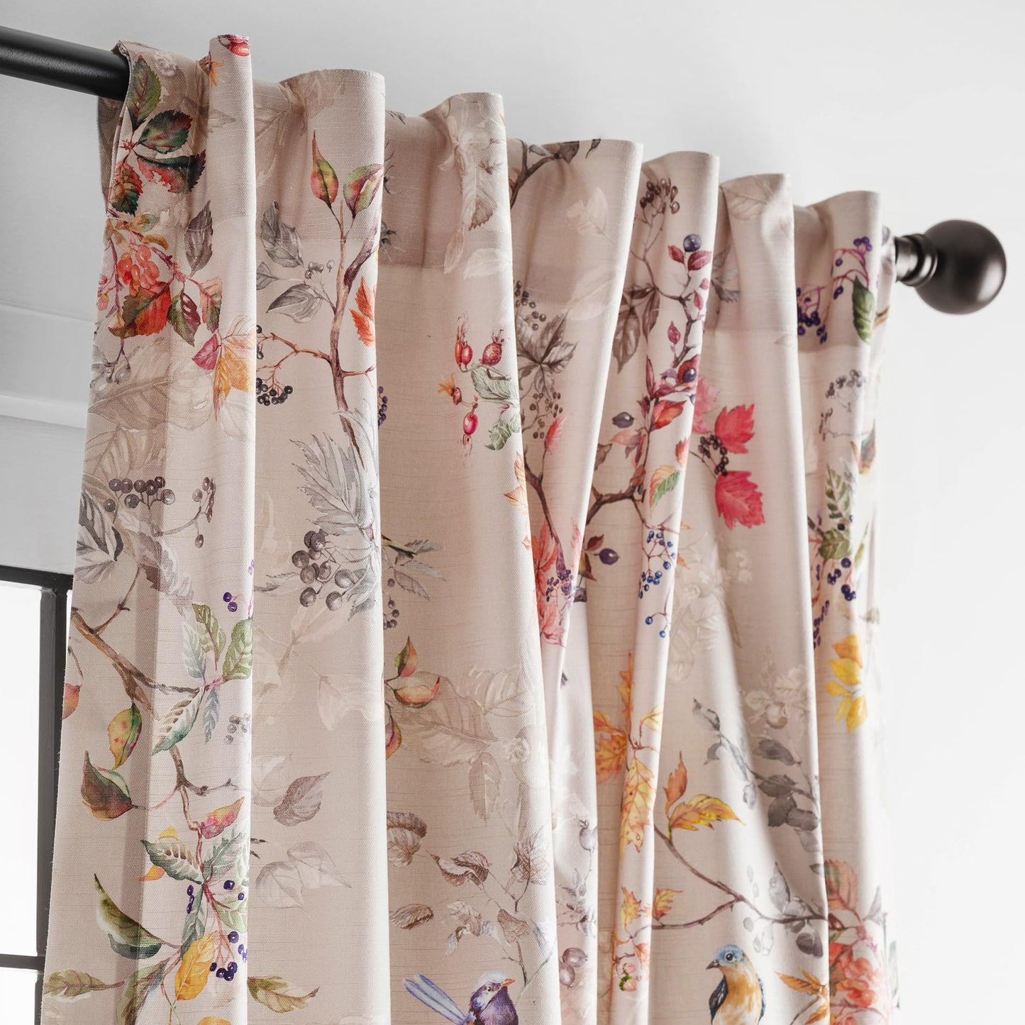 Maison d' Hermine Curtains for Living Room 100% Cotton 96 inch Length One Panel Light Filtering Curtains for Windows with Rod and Loop Pockets Spring Summer (Equinoxe - Multi, 50" W x 96" L)