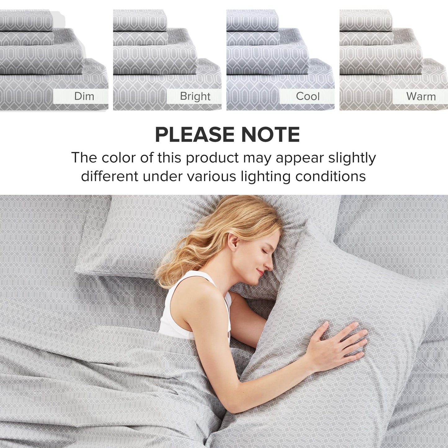 Comfort Spaces 100% Cotton Sheet Set Breathable, Lightweight, Soft with 14" Elastic Pocket Fits up to 16" Mattress, All Season Cozy Bedding, Matching Pillow Case, Cal King Diamond Taupe 4 Piece