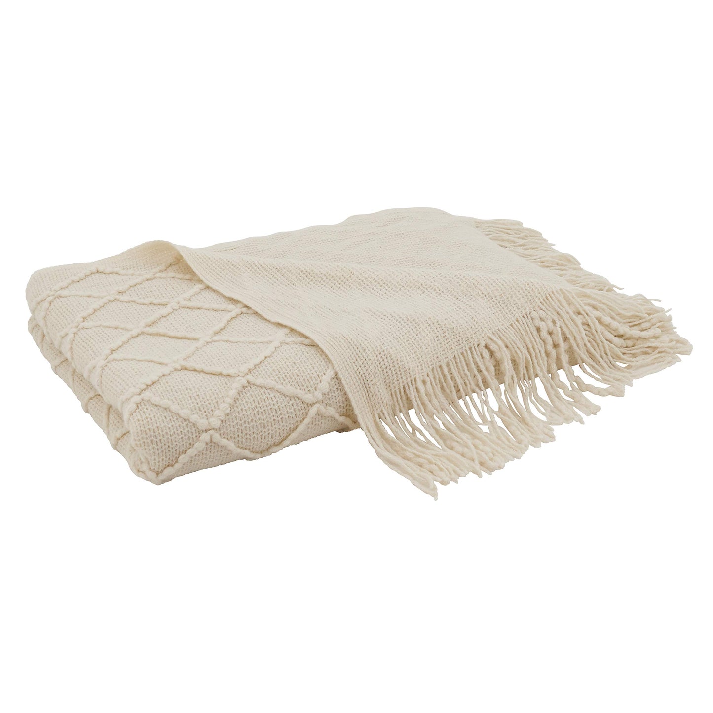 SARO LIFESTYLE Knitted Throw Blanket, Ivory, 50"x60" (TH401.I5060)