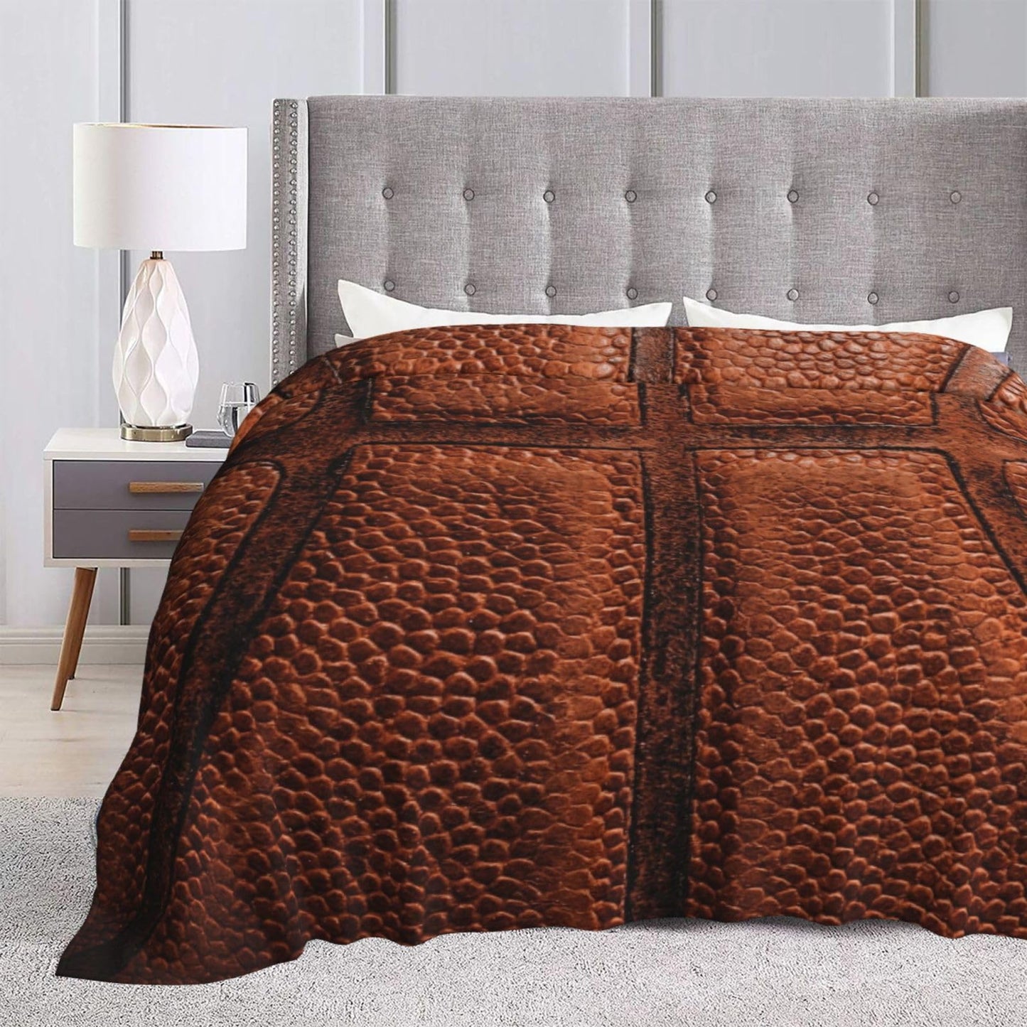 Gbuzozie Basketball Sport Theme Fleece Blanket Lightweight Ultra-Soft Basket Ball Texture Throw Blanket for Sofa Couch Bed Camping Travel - Super Soft Cozy Microfiber Blanket 60"X50"