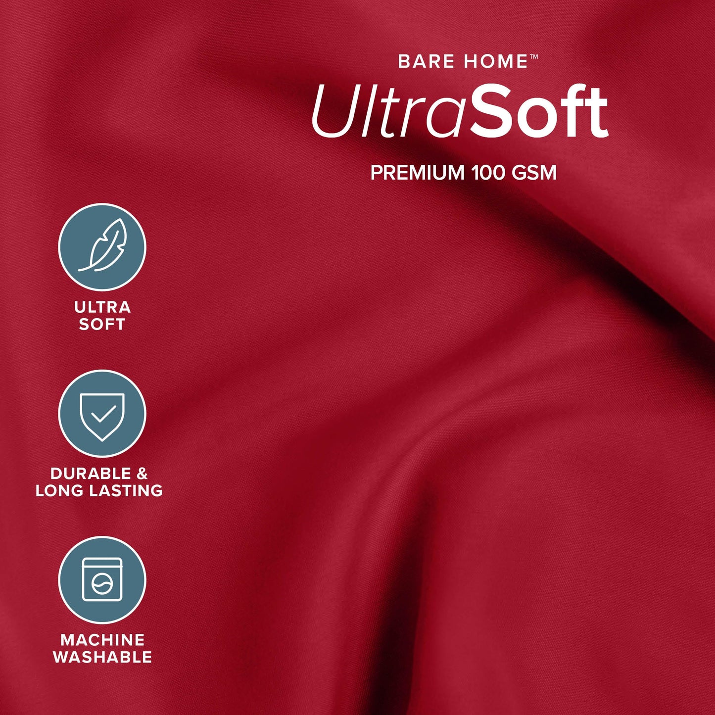 Bare Home Bed-in-A-Bag 7 Piece Comforter & Sheet Set - Full XL - Goose Down Alternative - Ultra-Soft 1800 Premium Bed Set (Full XL, Red/Red)