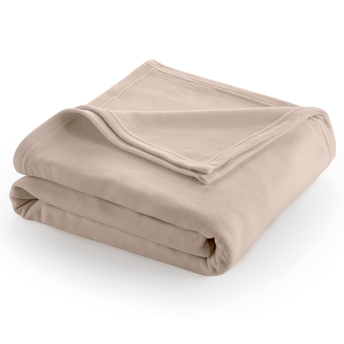 Twin/Twin XL Size Fleece Bed Blanket - Comfy Supersoft Fleece Blanket – All-Season, Light Weight, Luxuriously Soft - Throw Blanket for Couch and Sofa - Machine Wash - Beige