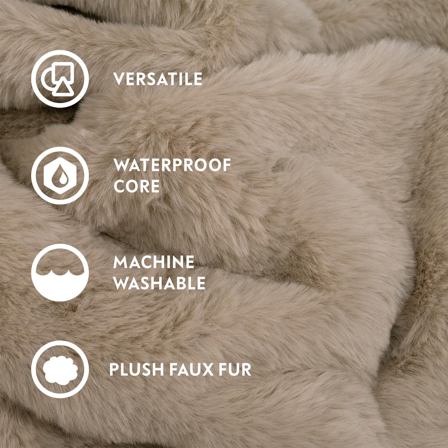 Paw Inspired Waterproof Dog Blanket, Soft Faux Fur Throw with Fur-Resistant Fleece, Washable Pet Blanket, Waterproof Protection for Couch, Bed, Furniture, Crate, Car (80x60, Tan)