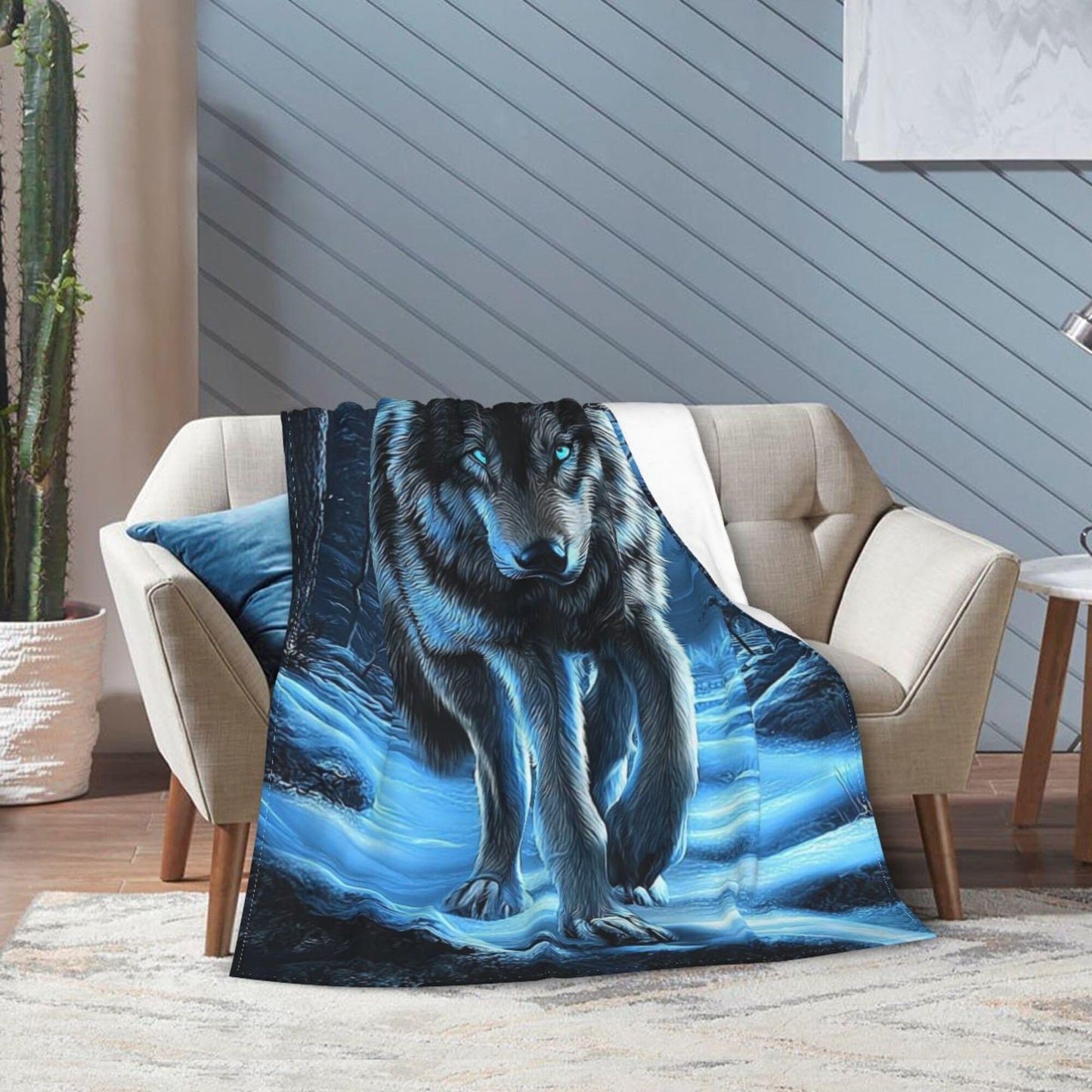 Wolf Blanket Wolf Decor Cozy Animal Throw Super Soft Plush Flannel Fleece Blanket Gift for Kids Adults Men Women Ultra Warm & Lightweight Flannel, 60"X50"