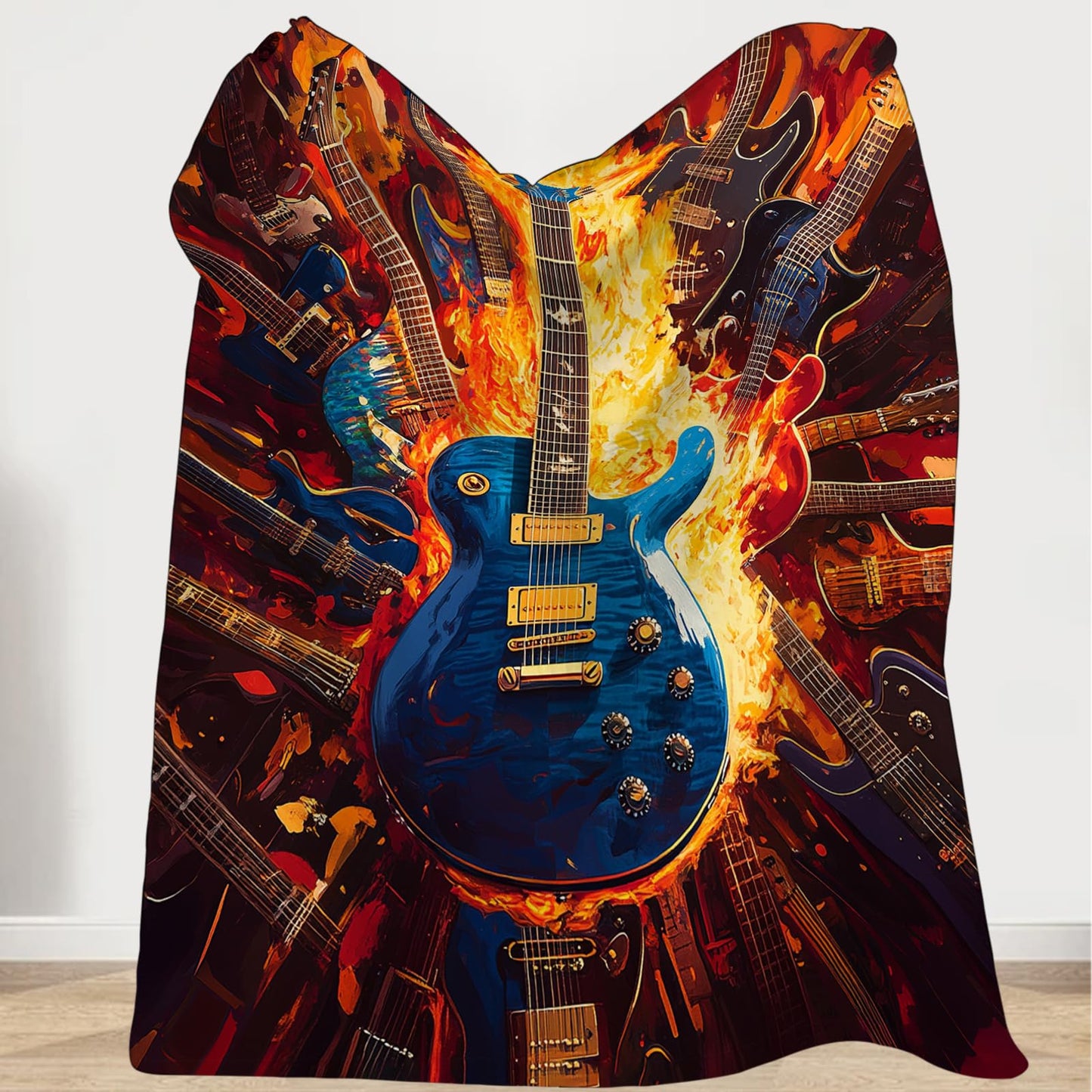Guitar Blanket, Music Throw Blanket, Guitar Gifts, Rock Music Blankets, Guitars Stuff Fleece Flannel Plush for Women Men Boys Girls Adults Soft Bedding for Sofa Bed Studio Office Home Decor 40"X50"
