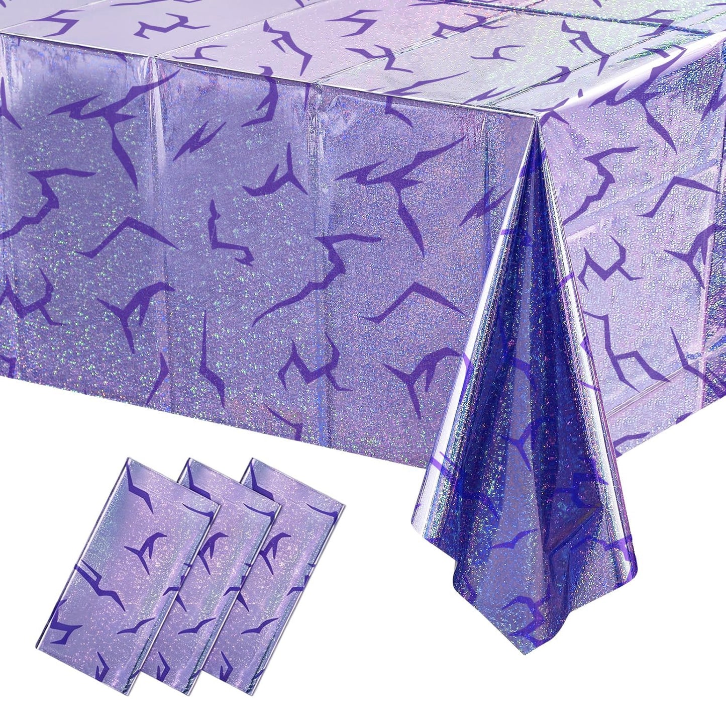 3pcs Music Tablecloths Birthday Party Decorations Music Disposable Plastic Sparkling Holographic Laser Table Cloth Rectangle Table Covers Party Supplies for Kids Girls Birthday Decor 54 * 108inch