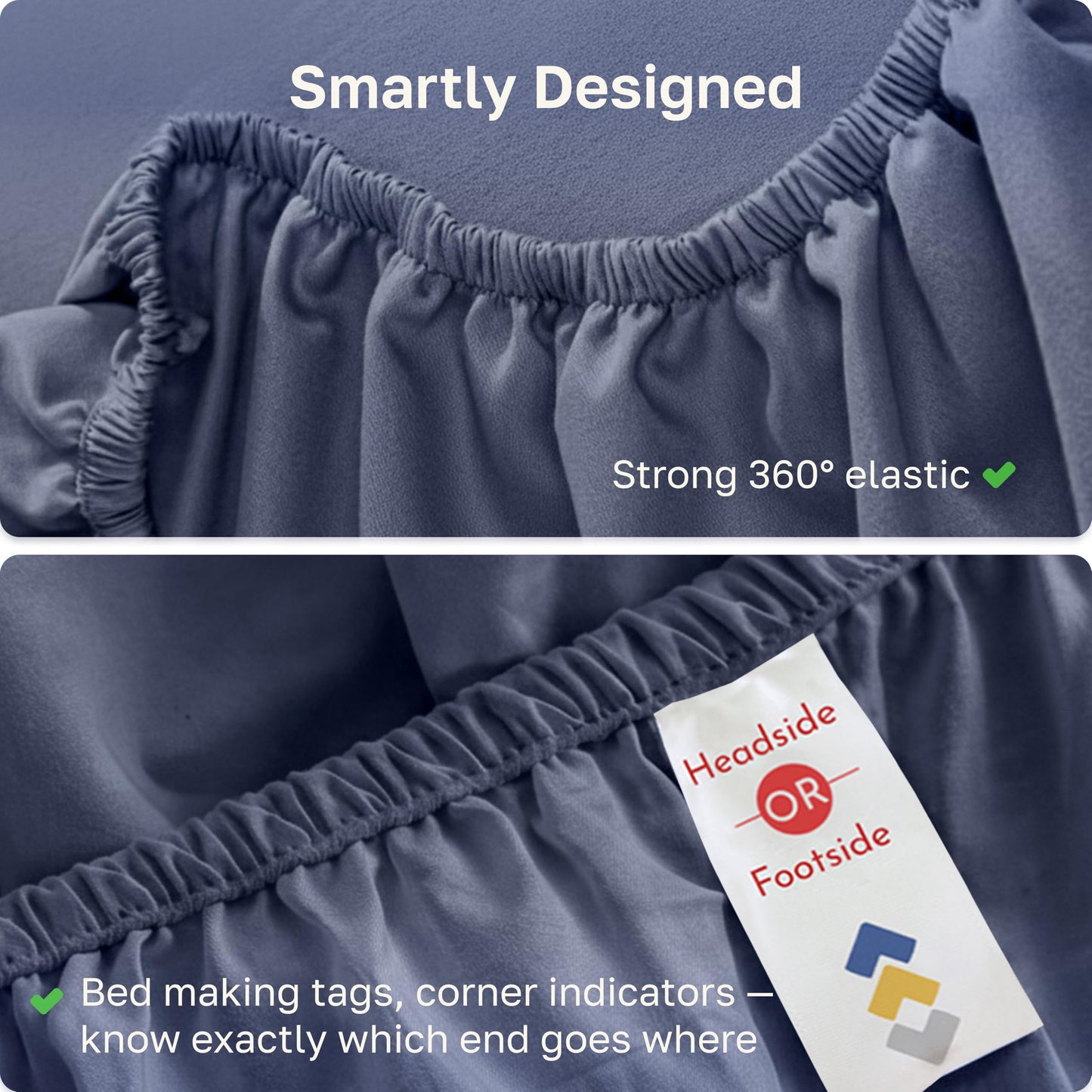 California Design Den King Size Cotton Fitted Sheet, Deep Pocket 400 Thread Count 100% Cotton Sateen, No Pop-Off Elastic, Durable Fitted Sheet Only (King, Indigo Dusty Blue)