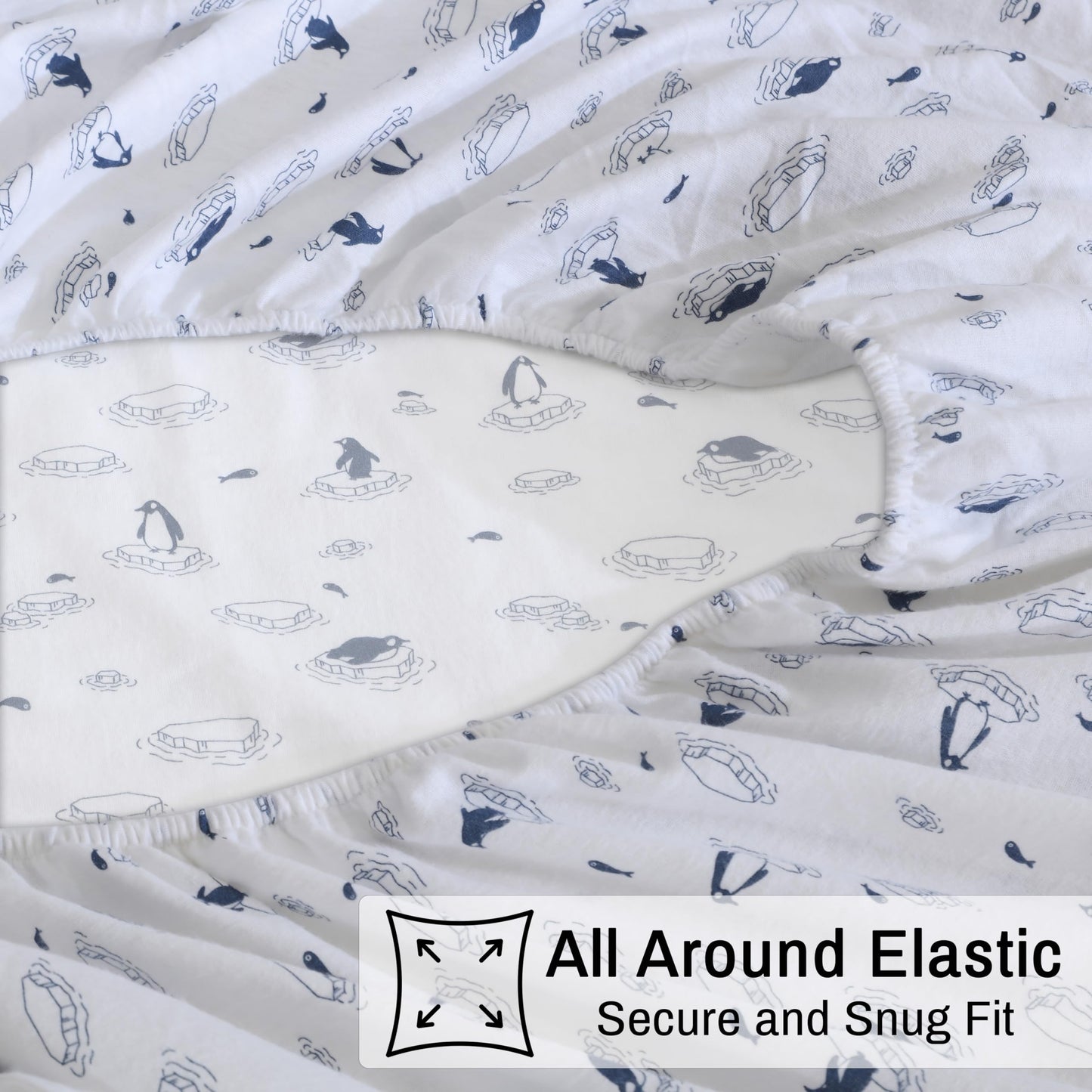 ZOYER Flannel Sheets Twin XL Size - 100% Cotton Double Brushed Twin XL Sheet Sets, Deep Pockets 16 Inches, All Seasons Breathable & Extra Soft Bed Sheets, Warm & Cozy, 3 Piece, Penguin Edge