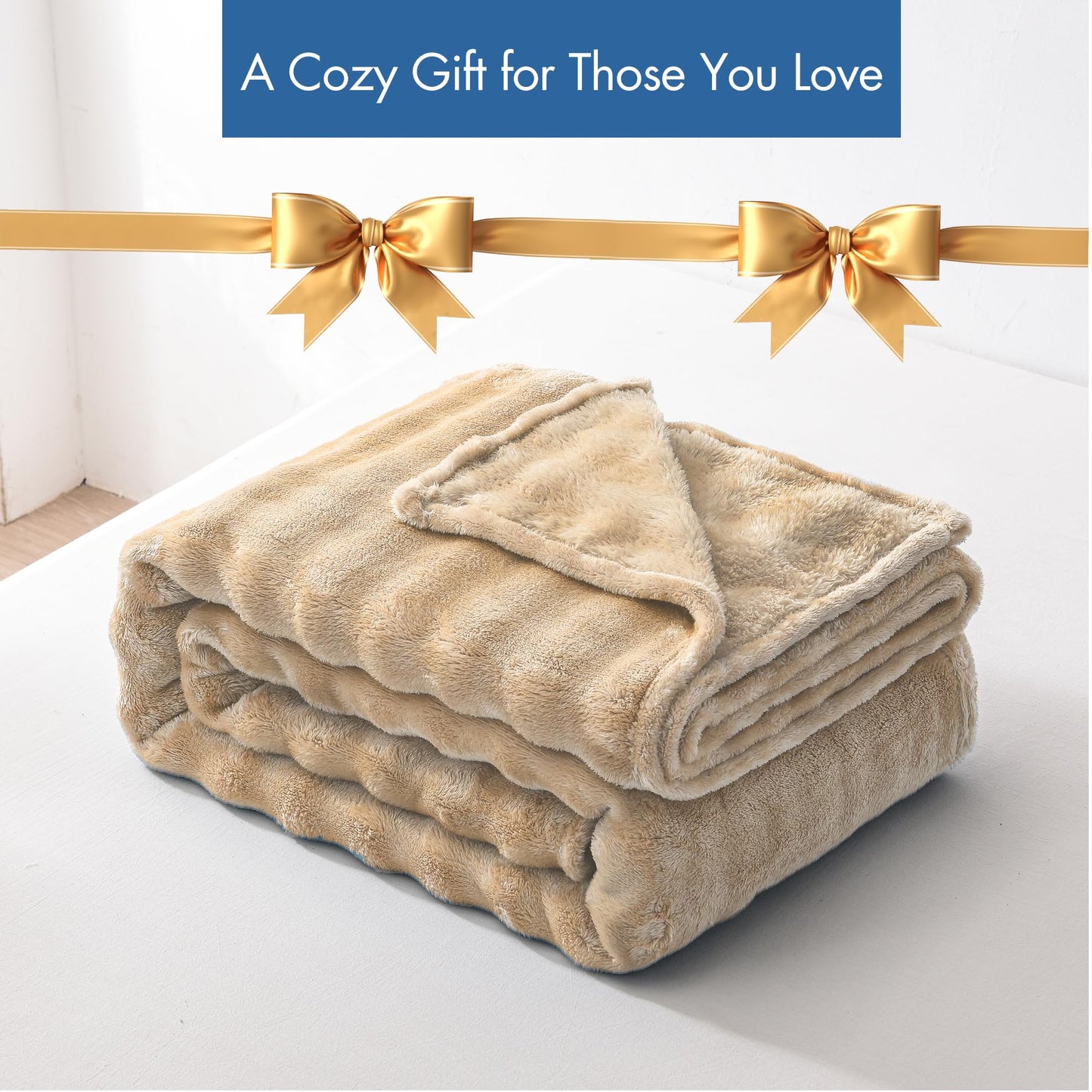 RAEEK Soft Throw Blanket,Lightweight Blanket for Kids - for Bed, Sofa, Couch, Movie Night, Camping, and Travel - Plush Blanket Gifts for Parents and Grandparents,40x60 Inches(Khaki)