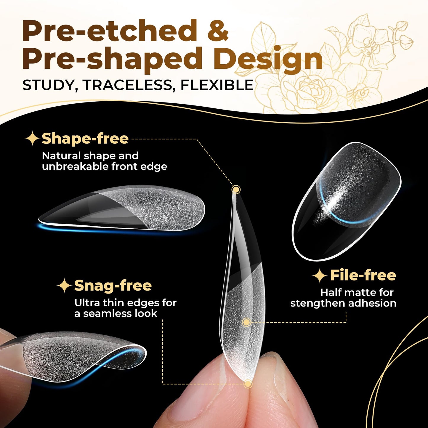 UNA GELLA Oval Fake Nails Pre-shape 504pcs Almond Gel Nail Tips Round Almond Press on Nails for Full Cover Acrylic Round Oval Full Nails False Nails 12 Sizes False Soft Gel Tips