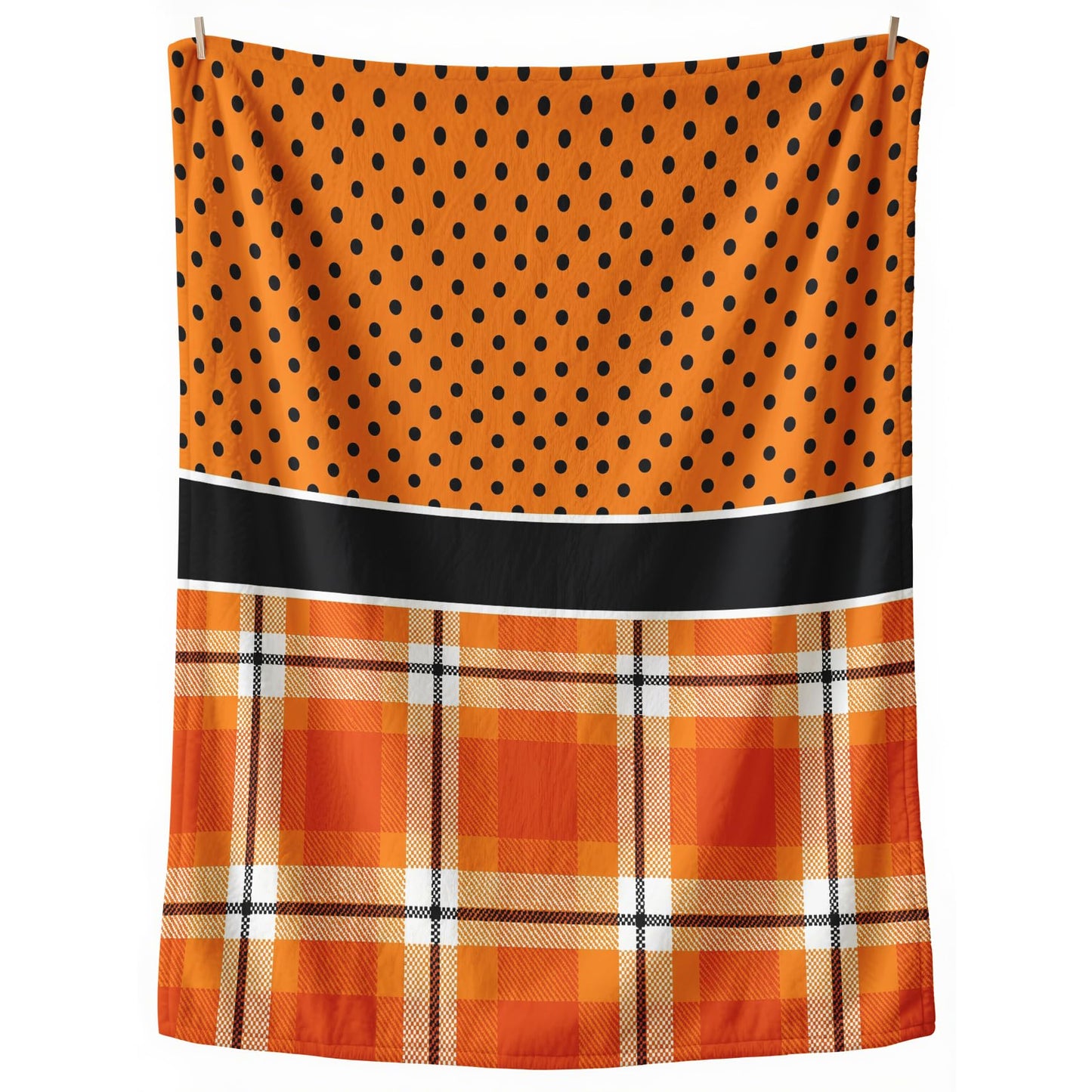 GEDAEUBA Halloween Blanket Soft - Orange Buffalo Check Polka Dot Fleece Blanket Throw, Soft Cozy Blankets & Throws for Couch, Bed, and Sofa, 50x60 inches