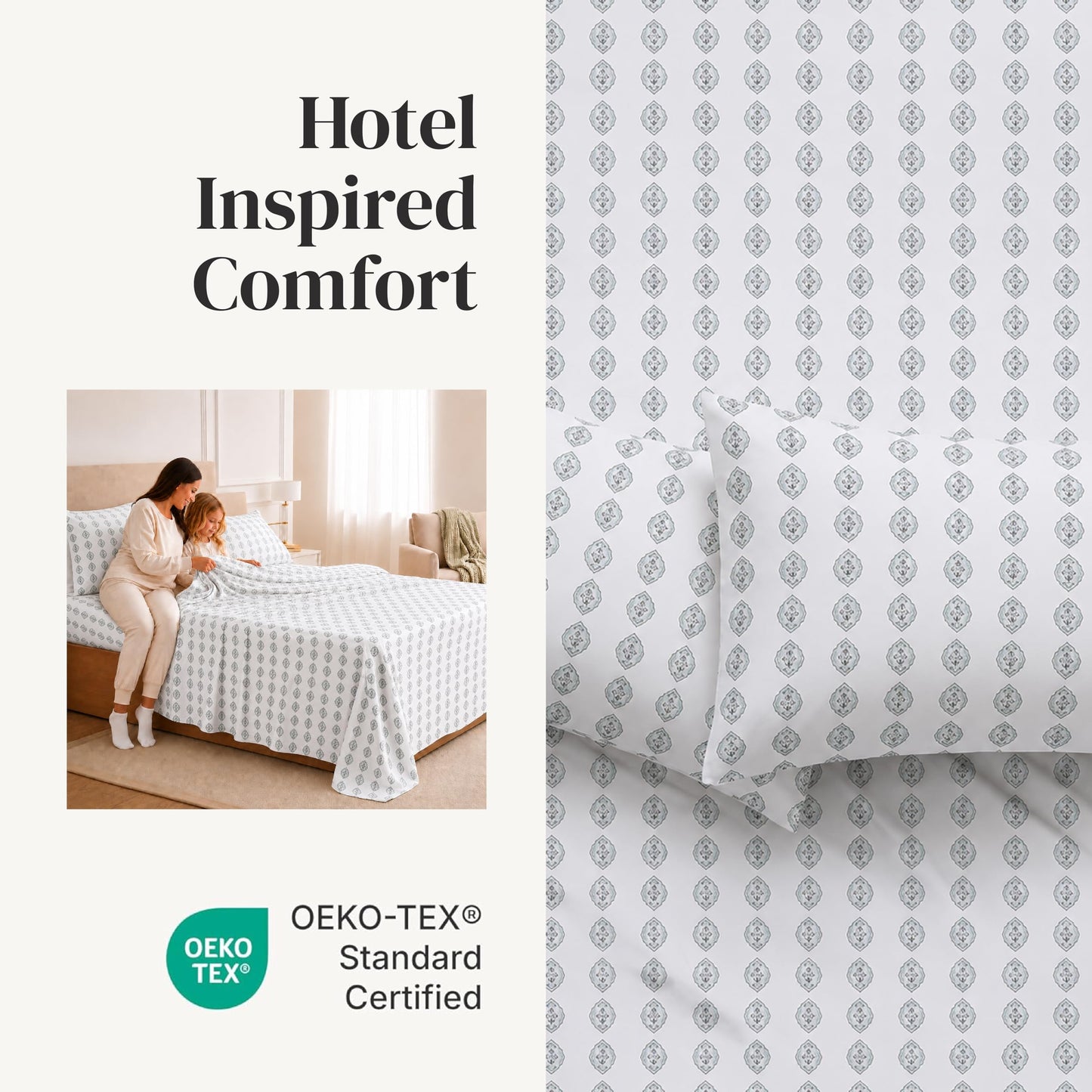 Modern Threads Printed 4-Piece Extra Soft Bedding Sheets & Pillowcase Set, Deep Pocket up to 16 inch Mattress Claire King