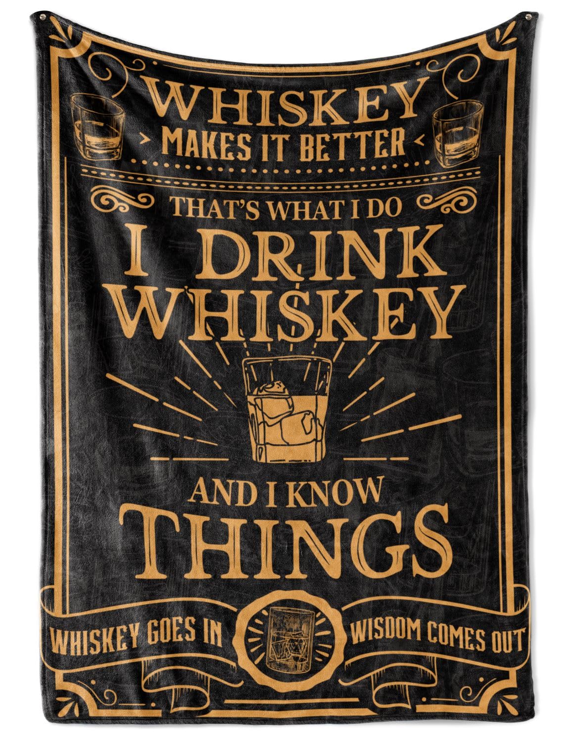Huglanket Whiskey Gifts for Men, Bed Flannel Plush Blanket (50"x 65") for Whiskey Lovers, Men, Women on Birthday Christmas - Size 50"x 65" - Makes It Better