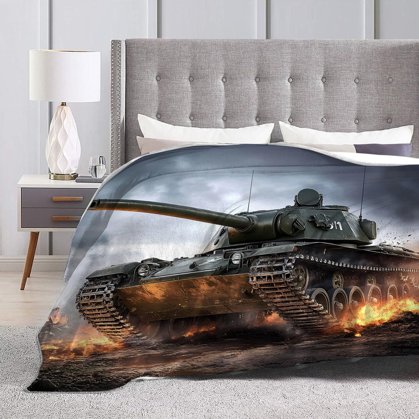 Tijuboni Military Tank Throw Blanket Army Gifts for Boys Men Girls Women Kids Adults Soft Flannel Fleece Blanket for Couch Sofa Bed Home Decor 40"x50"