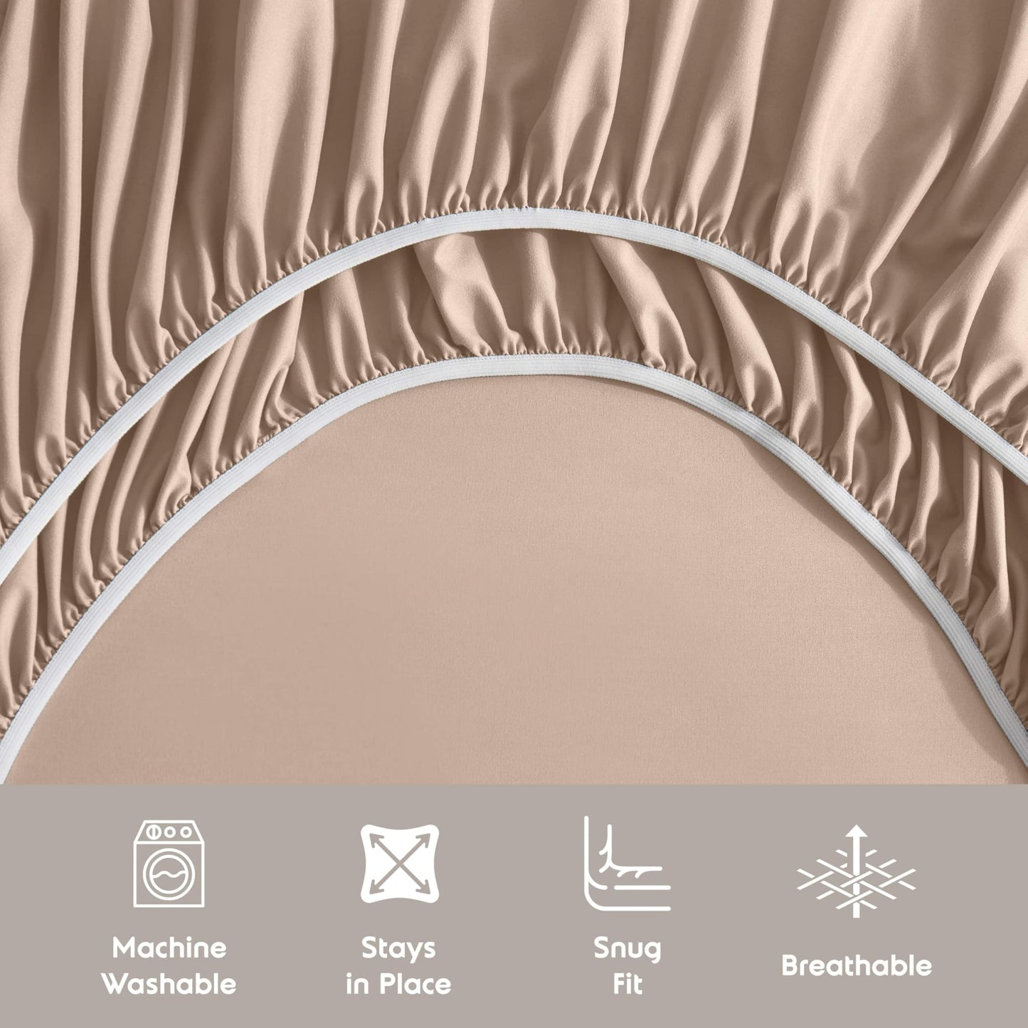 Nestl Extra Deep Queen Sheet Set - 6 Piece Breathable & Cooling Sheets - Hotel Luxury Bedding Set w/18-24 Inch Deep Pockets - Easy & Secure Fit - Super Soft, Wrinkle Free & Comfy - Taupe Sand