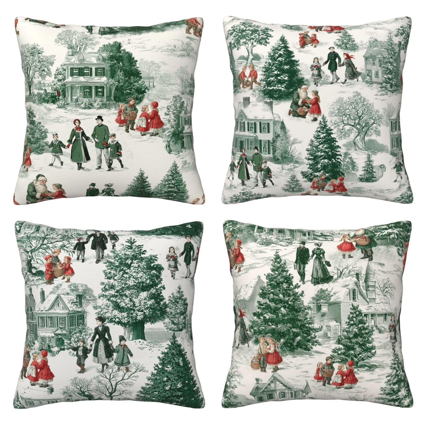 Ecixzyo Christmas Throw Pillow Covers 18x18 Inch Set of 4 Pillowcases Outdoor Home Decor for Couch Bed Sofa Living Room
