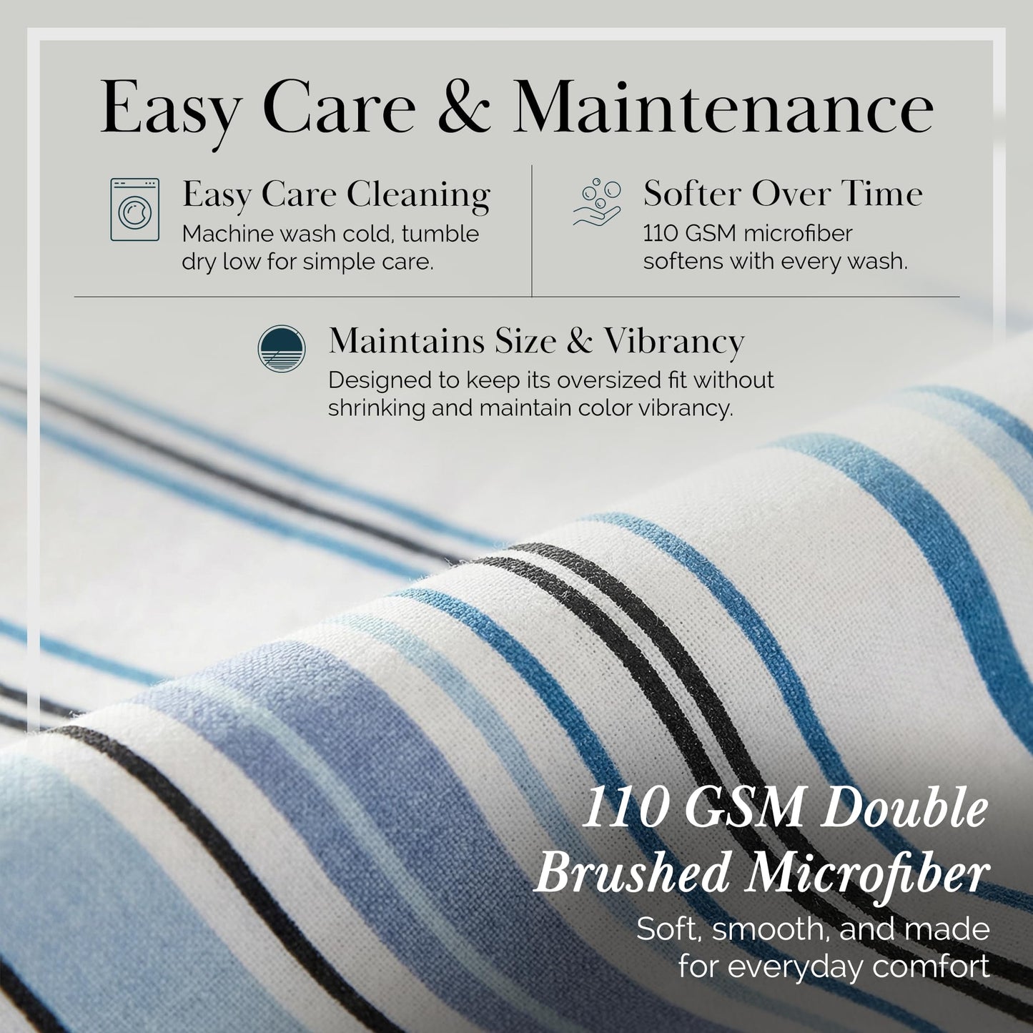 Southshore Fine Living, Inc. Oversized King Coastal Duvet Cover Set, Blue and White California King Duvet Cover, Reversible Bedding Set for Beach Theme Rooms, 2 Pillow Shams - Coastal Stripe Blue
