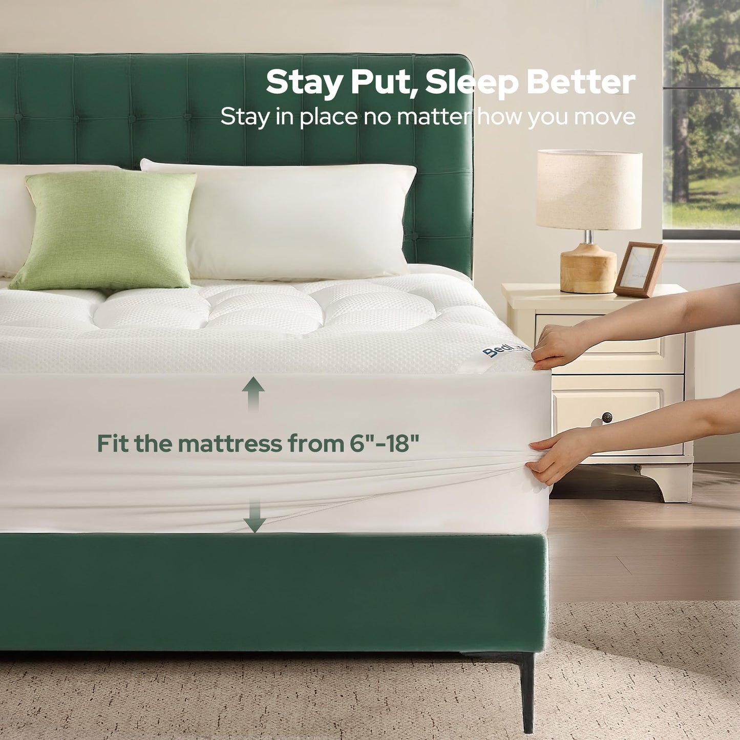 BEDLORE Queen Mattress Topper, Ultra Soft Tencel™ Blend Pillow Top Mattress Pad for Back Pain Relief, 800 GSM Extra Thick and Breathable Cooling Mattress Cover with 6-18 Inch Deep Pocket (White)