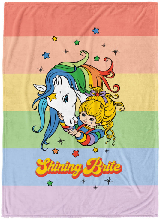 Jay Franco Kids Plush Throw Blanket – Soft & Comfy 50x70 Inches Throw for Couch or Bed – Cozy Home Décor for Living Room & Bedroom, Multicolor - Rainbow Brite 01