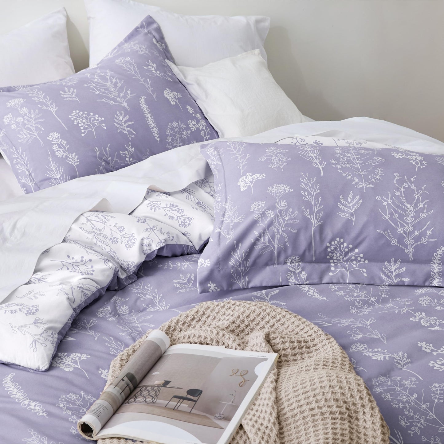 Bedsure Duvet Cover King Size - Reversible Lilac Purple King Duvet Cover Set with Zipper Closure, 3 Pieces Floral Patterned Bedding Set with 8 Corner Ties and 2 Pillow Shams