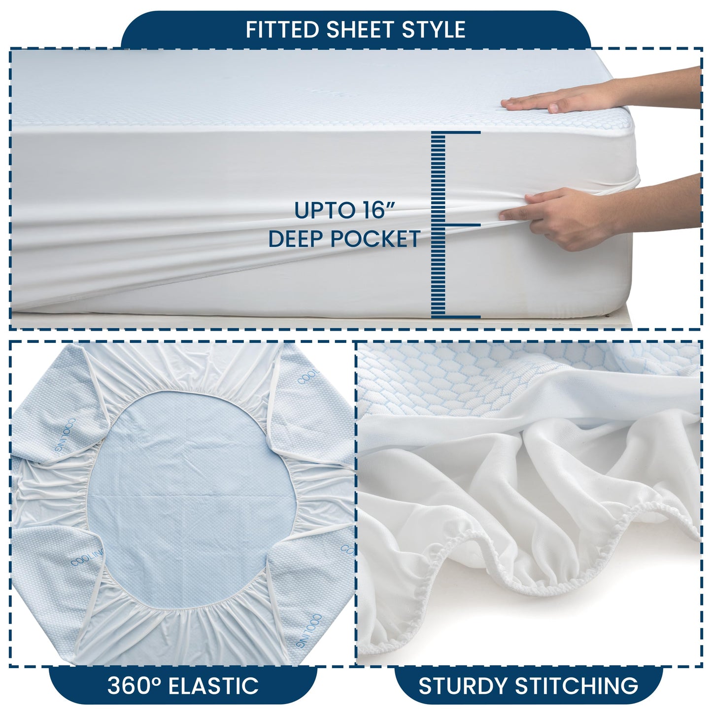 LUX Décor Waterproof Cooling Mattress Protector - Lightweight & Breathable 40% Nylon and 60% Polyester - Twin Cooling Mattress with 16” Deep Pocket - 39" x 75"