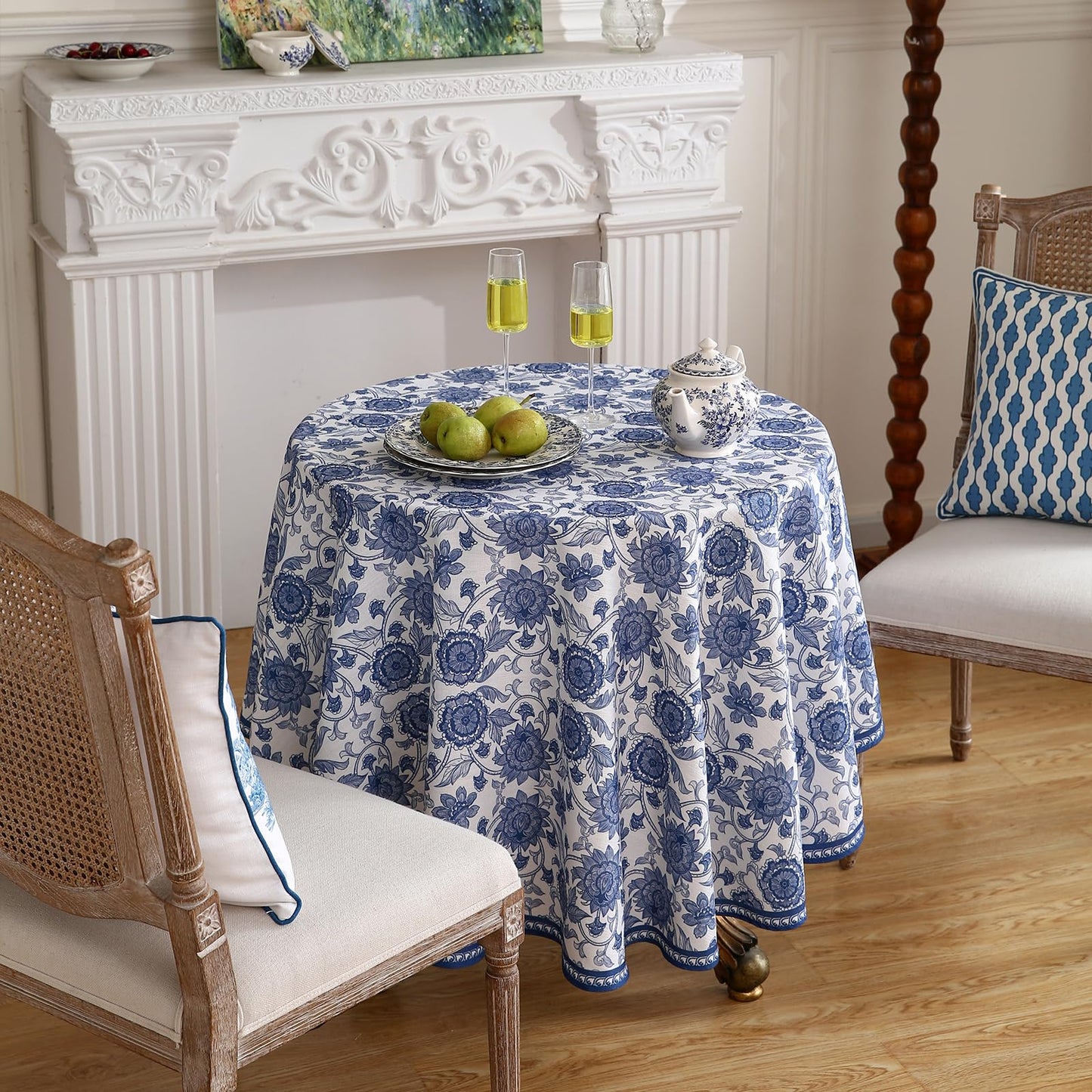patdrea Elegant French Linen Tablecloth,Round,Diameter 67"-Lantang A