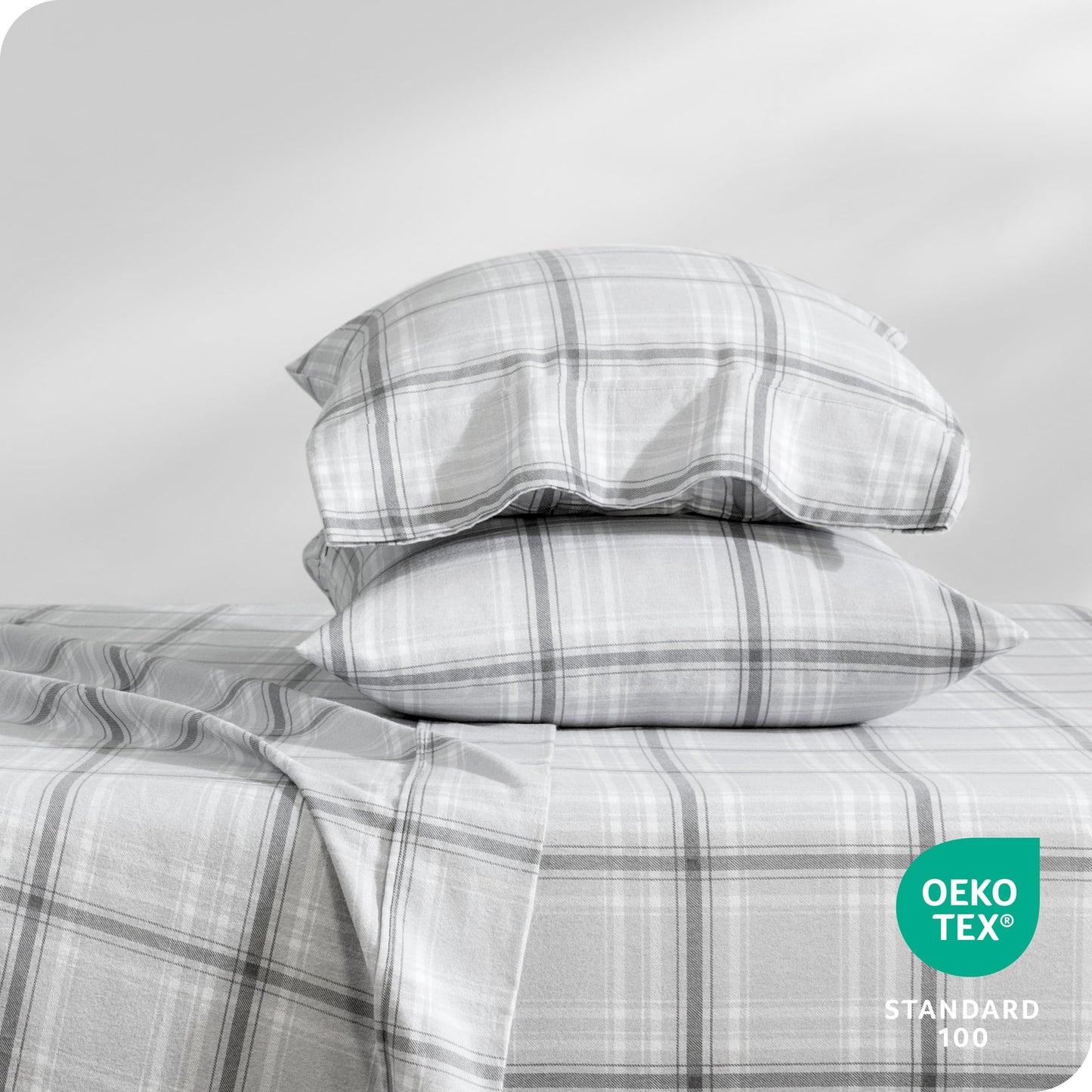 Bare Home Flannel Sheet Set Prints, 100% Cotton, Velvety Soft Heavyweight - Double Brushed Flannel for Extra Softness & Comfort - Deep Pocket - Bed Sheets (Queen, Tartan Plaid)