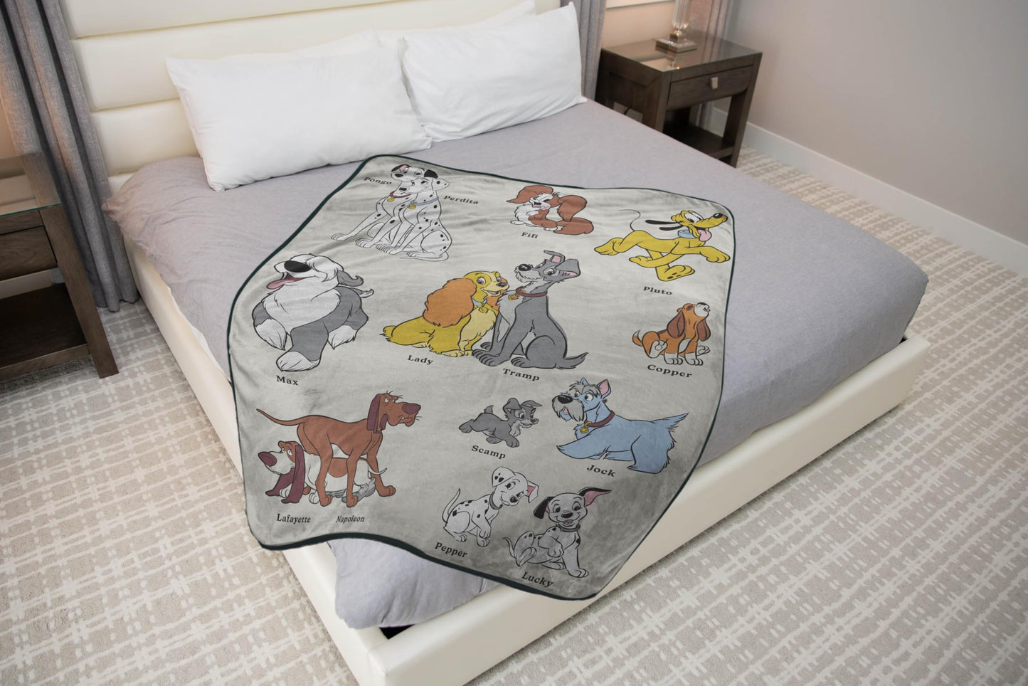 Jay Franco Kids Plush Throw Blanket – Soft & Cozy Fleece Throw for Bedroom & Couch Décor, Official Licensed Product, Beige - Disney Dogs, 46x60 - Throw Blanket