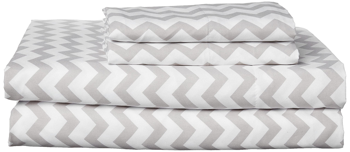 King Size Sheets - Breathable Luxury Bed Sheets with Full Elastic & Secure Corner Straps Built In - 1800 Supreme Collection Extra Soft Deep Pocket Bedding Set, Sheet Set, King, Chevron Gray