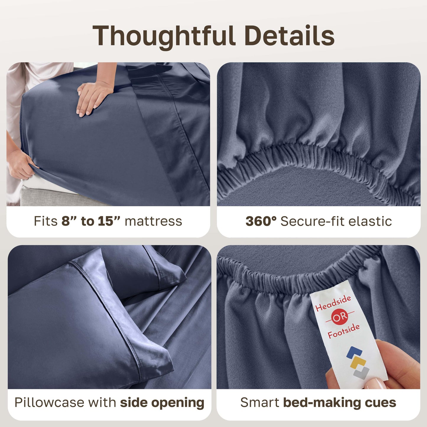 California Design Den Pack of 2 Twin Sheets Set - 400 Thread Count 100% Cotton Sateen - Soft and Breathable Sheets, 2 Sets of Deep Pocket Bed Sheets - Indigo Dusty Blue