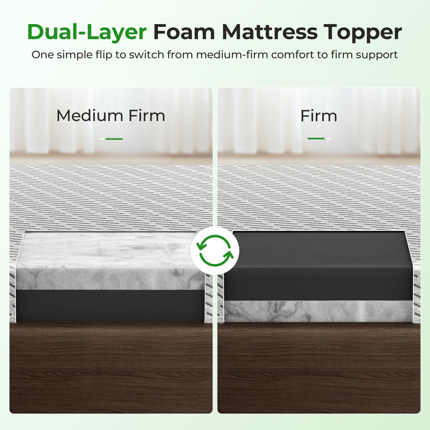 HOMRELEXA Bamboo Mattress Topper Twin XL Size 3 Inch, Cooling Gel & Bamboo Charcoal Memory Foam Mattress Topper for Back Pain Relief, Firm Dual-Layer Foam Bed Pad with Removable Cover College Dorm