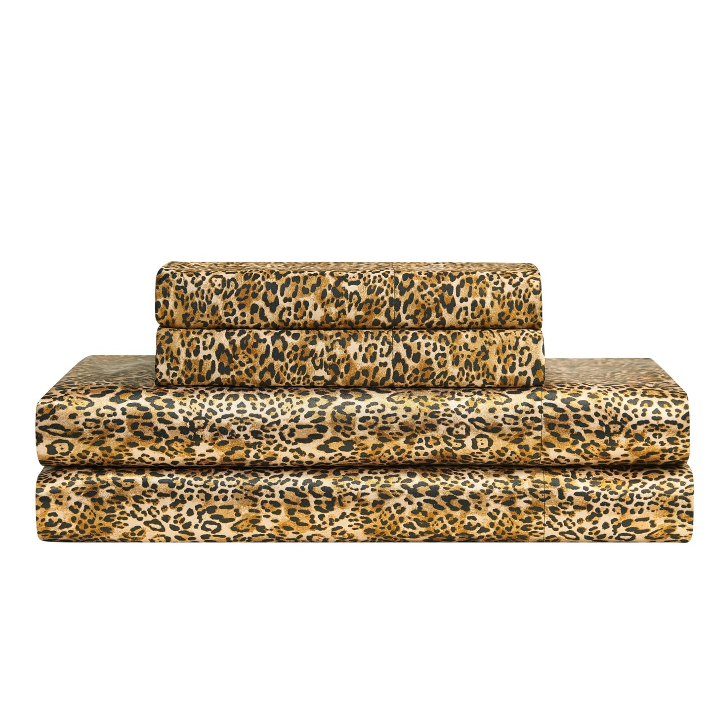 Juicy Couture Full Size Satin Bed Sheet Set, Deep Pocket Silky Full Sheet Set with 1 Fitted Sheet, 1 Flat Sheet, 2 Pillowcases, Wrinkle Resistant and Anti Pilling Bed Sheets - Monica Leopard