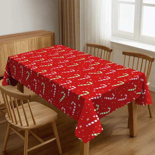 XIOURERY Festive Christmas Table Cloths Decorative for Dining Room, Candy Cane Star Washable Tablecloth for Home, Restaurant, Outdoor Party Table Cover 54x72 Inch