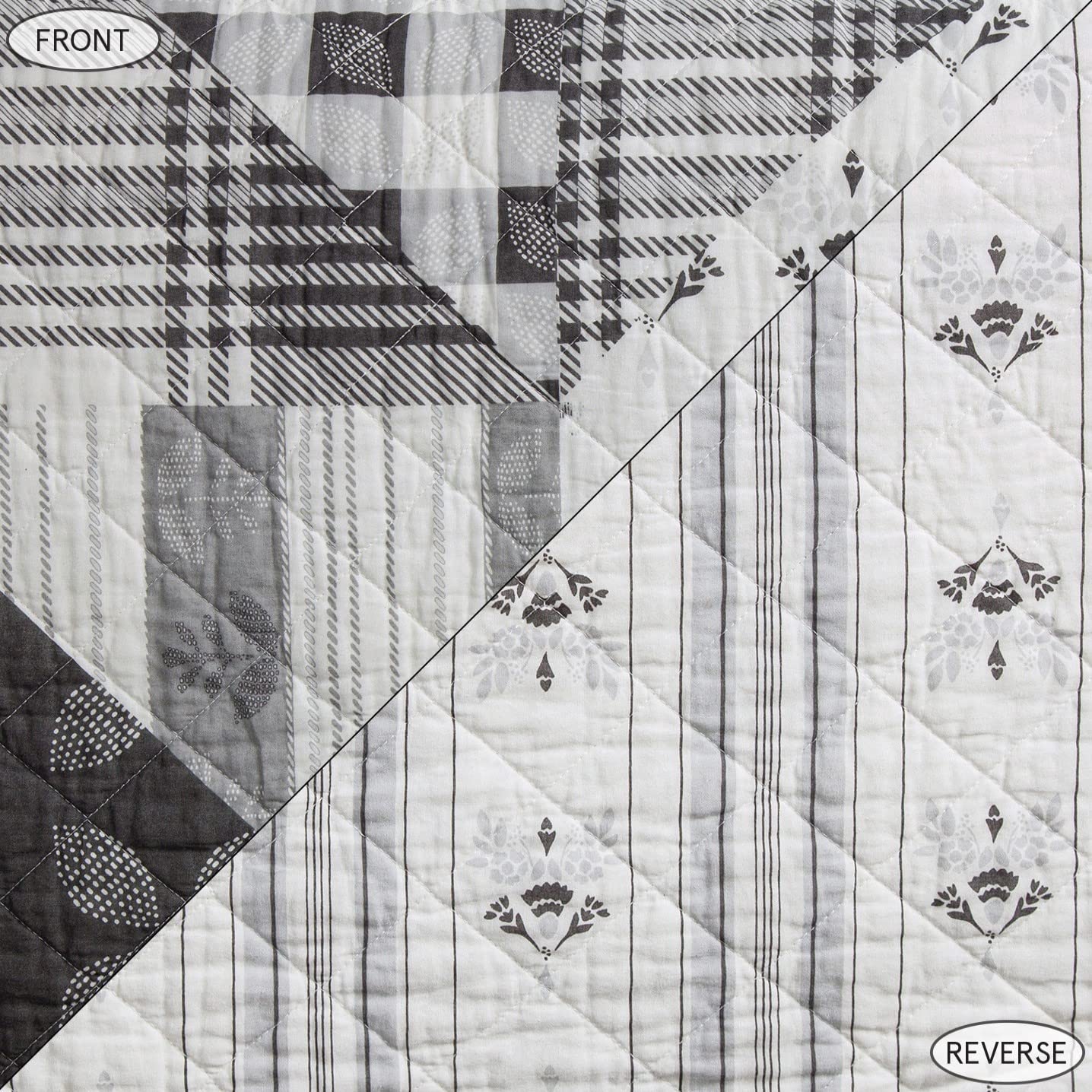 Paseo Road Patchwork Prairie 3 Piece Quilt Set with Pillow Shams, Queen Size, Cotton Reversible Bedding Set Western Farmhouse Style Luxury Bed Set, 1 Quilt, 2 Pillowcase