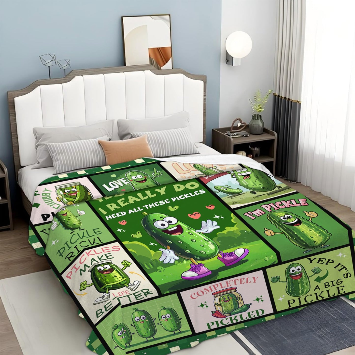 Pickle Throw Blanket Soft Pickle Lovers Flannel Blanket for Girls Boys Lightweight Cozy Print Blankets Gift for Women Men Couch Sofa Bed 50" x 40"