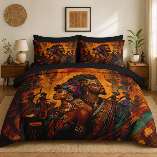 Boewywh Comforter Set Twin Size African Gold Vintage 7 Pcs, Bedding for Kids and Adults, Abstract Geometric Bed Sheet Sets with Fitted Sheet 2 Pillowcases & 2 Shams for Bedroom Bed Decor