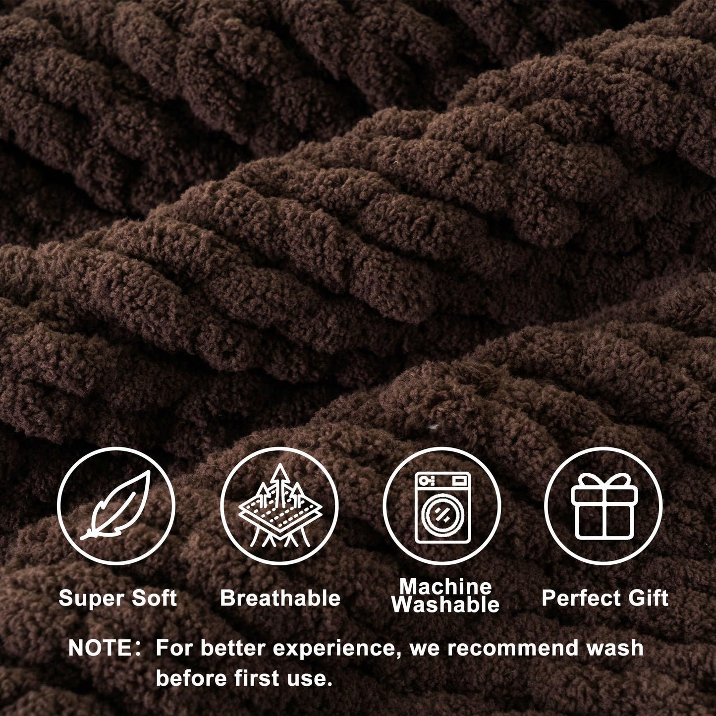 Battilo Brown Chunky Knit Throw Blanket, Soft and Thick Chenille Throw Blanket, 50"x60" Handmade Cable Knit Crochet Blanket, Knot Throw Blankets for Couch Sofa Bed Home Decor (Brown, 50"x60")