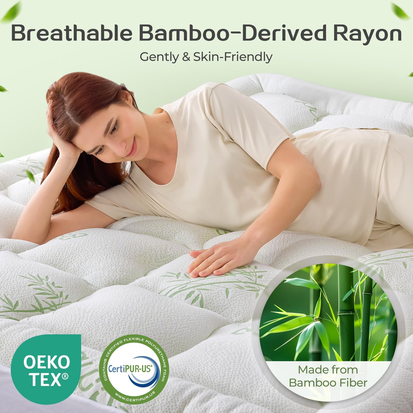 SINWEEK Bamboo Cooling 4 Inch Dual Layer Memory Foam Mattress Topper Twin XL with 2 Inch Gel Memory Foam & 2 Inch Pillow Top Mattress Pad for Pressure Relief, Rolled Separately for Faster Expansion