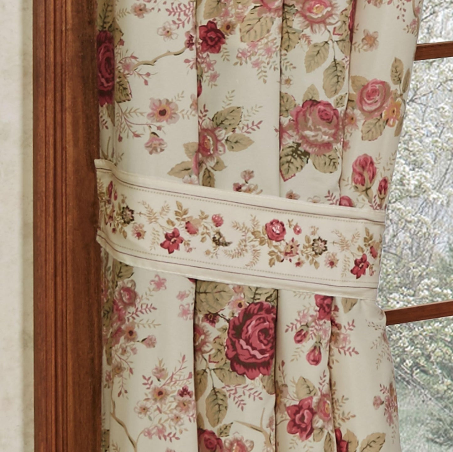 Touch of Class Heirloom Rose Window Set, Tuck Valance & 84" L Curtain Pair