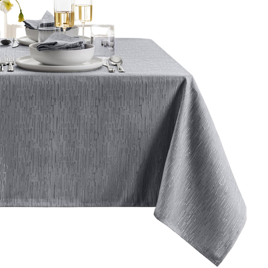 Threadmade Continental Solid Texture Water Resistant Tablecloth, Gray - 60" W x 84" L