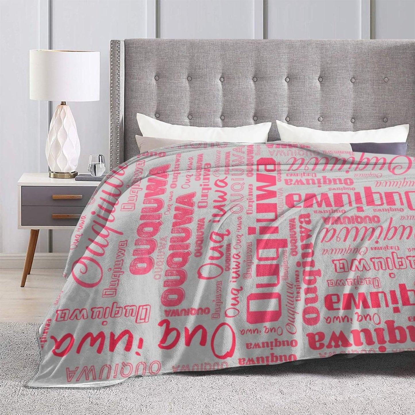 Personalized Blankets with Name Customized Throw Blanket Soft Lightweight Flannel Fleece Blanket 50"X40" for Bed Sofa Couch Camping Travel