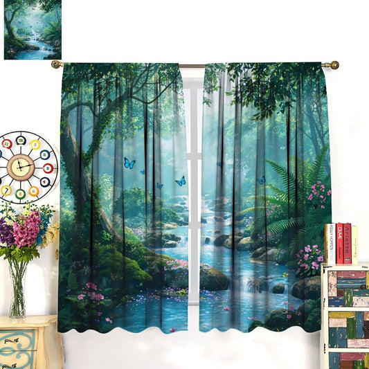 UFUH Nature Forest Curtains,Green Spring Scenery Landscape Blackout Window Treatments for Bedroom Living Room,2 Panels Set Total Size 42 x 45 Inch