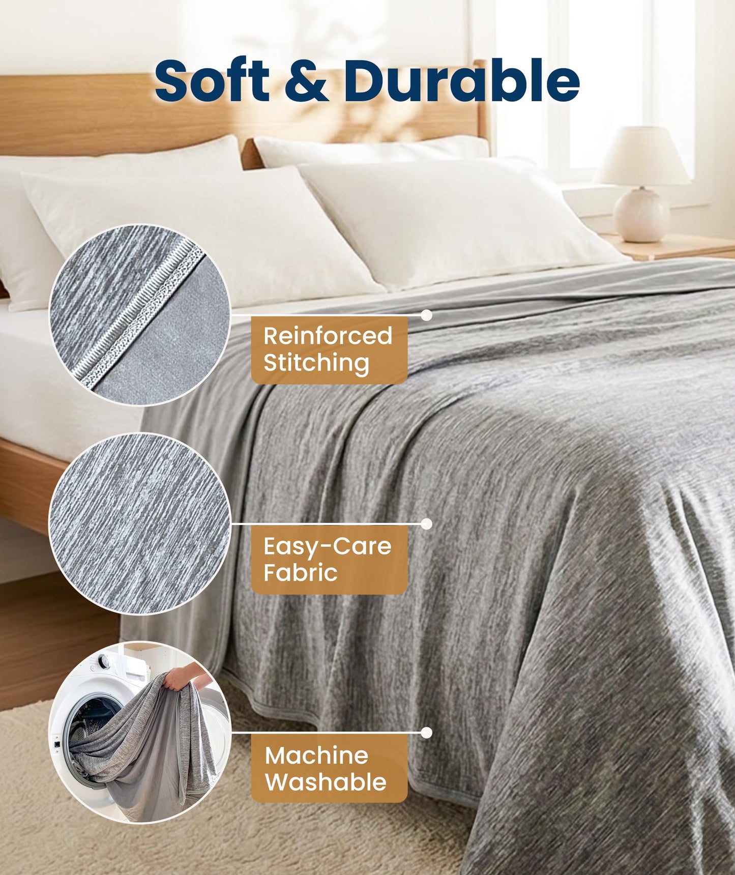 Everlasting Comfort Cooling Blanket for Hot Sleepers - Soft, Lightweight & Breathable Throw Blanket with Easy to Clean Material - Luxury Throws for Hot Flashes & Night Sweats (60"x80")