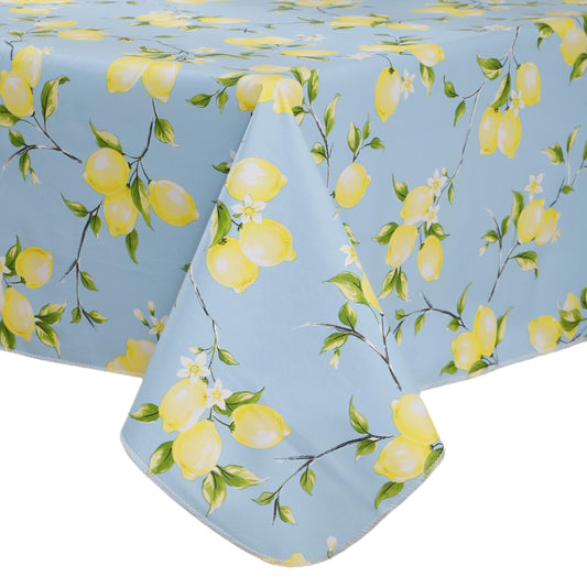 Walrus Heavy Duty Vinyl Tablecloth with Flannel Backing Waterproof Oil-Proof Plastic Table Cloth Stain-Resistant Wipeable Rectangle or Square Table Cover for Indoor and Outdoor (Lemon, 54x54 Inch)