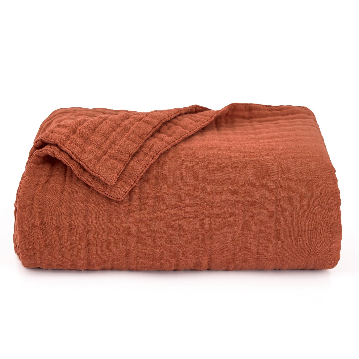 Love's cabin 100% Cotton Muslin Blanket, 6 Layer Lightweight Breathable Gauze King Size Blanket 108 x 90 Inches, Soft Summer Blanket for Bed, Orange